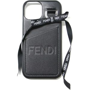 Fendi smartphone case iPhone 14 cover 23 black ribbon embossed leather