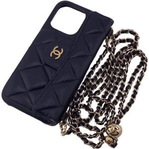 Chanel Coco Ball Matelasse Chain iPhone Case Black Ladies