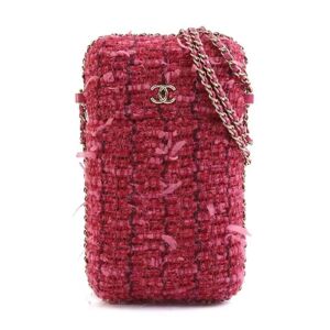 Chanel Smartphone Case Phone Holder Tweed Pink Ladies