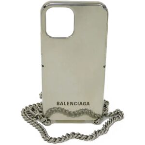 Balenciaga Smartphone Case iPhone 12 Chain Black New Embossed Metal Silver 667591 JFC1Y 8122 Men's Women's