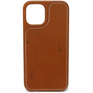 Hermes Smartphone case iPhone 12/12Pro Ribbon Horse Barenia Fauve Brown Bolduc Vaux Z engraved Men's Women's