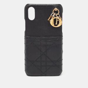 Christian Dior Black Cannage Leather Lady  iPhone X Case