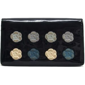 Chanel camellia makeup palette bi-fold long wallet blue