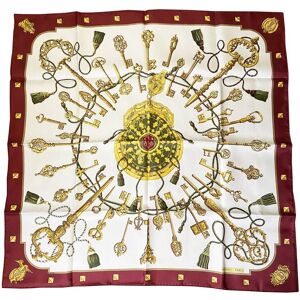 Hermes Brand New Vintage Burgundy Ivory Les Cles Les Scarf