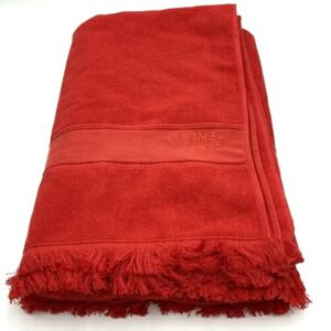 Hermes Blanket Towel Stole Red Cotton Women's Men's Accessories Fashion USED ITKYHW0WHBHS