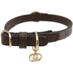 Gucci Extra Small Pet Color Other Miscellaneous Goods 692946 Mini GG Supreme Canvas x Leather Beige Ebony Gold Hardware Interlocking G Charm Collar for Cats Dogs Animals