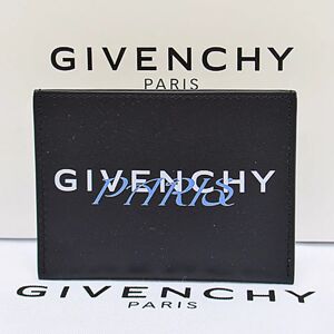 Givenchy card case black x white blue leather pass business holder women's men's