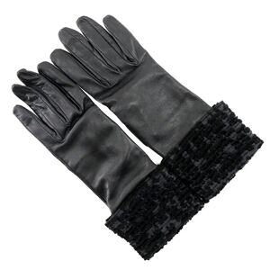 Hermes glove gloves lambskin x satin black ladies