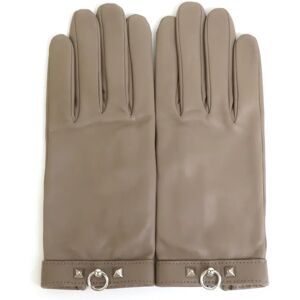 Hermes Gloves Leather/Metal Greige/Silver Ladies