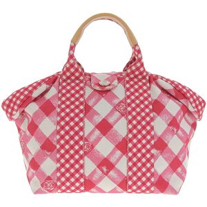 Chanel Around 2011 Made Gingham Pattern Cc Mark Hnadle Bag Pink/White