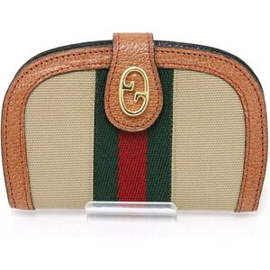 Gucci Old Sherry Line Key Case 6 Rows Beige Green/Red/Green Canvas/Leather Web Stripe