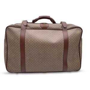 Gucci Vintage Beige Monogram Canvas Suitcase Travel Bag