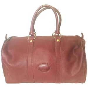 80's Vintage Longchamp rare dark wine leather duffle bag, mini travel purse. Classic bag for unisex use.