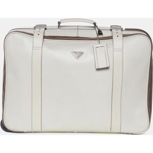 Prada Off White Saffiano Travel Valigia Suitcase