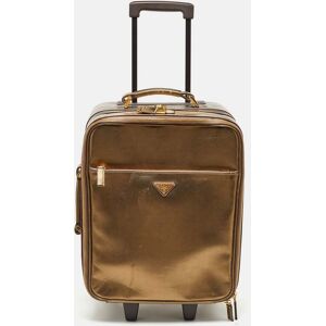 Prada Metallic Gold Saffiano Leather Travel Rolling Trolley Luggage