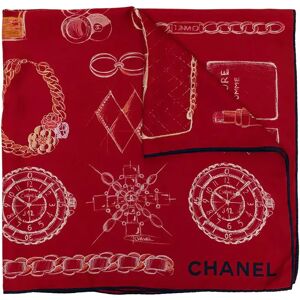 Chanel Symbols Motif Silk Scarf, Red/BlueThis item has been used and may have some minor flaws. Before purchasing, please refer to the images for the exact condition of the item.