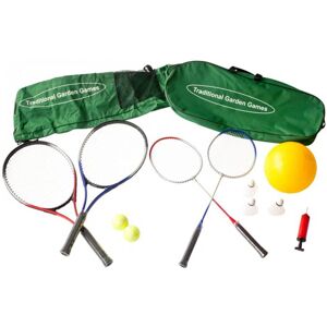 Traditional Garden Games Badminton, Tennis and Volleyball set With net  - Green/Yellow/Red