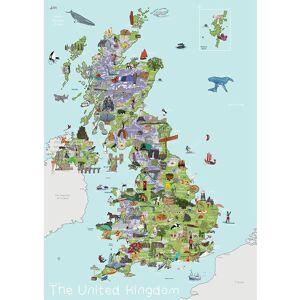 AmazingWorld UK Kids' Map  - Blue/Green/Brown