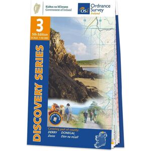 Ordnance Survey Ireland Map of Counties Derry and Donegal: OSI Discovery 03  - Grey/Blue/White