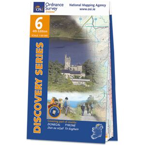 Ordnance Survey Ireland Map of Counties Donegal and Tyrone: OSI Discovery 06  - Grey/Blue/White