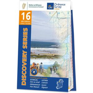 Ordnance Survey Ireland Map of County Donegal, County Tyrone and County Fermanagh: OSI Discovery 16  - Grey/Blue/White