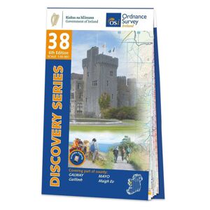 Ordnance Survey Ireland Map of County Mayo and Galway: OSI Discovery 38  - White/Grey