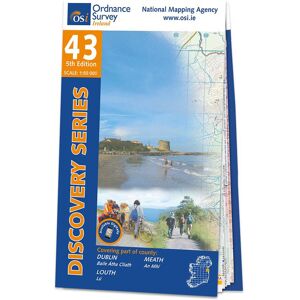 Ordnance Survey Ireland Map of County Dublin, Meath and Louth: OSI Discovery 43  - Grey/Blue/White