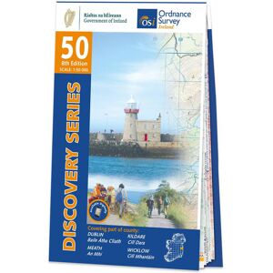 Ordnance Survey Ireland Map of County Dublin, Kildare, Meath and Wicklow: OSI Discovery 50  - White/Grey