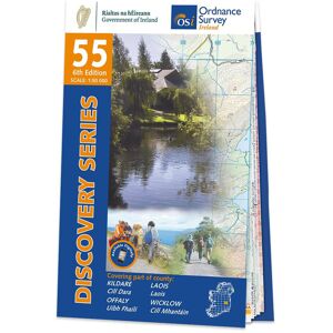 Ordnance Survey Ireland Map of County Kildare, Laois, Offaly and Wicklow: OSI Discovery 55  - Grey/Blue/White