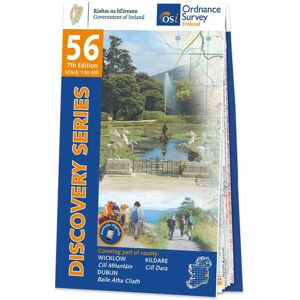 Ordnance Survey Ireland Map of County Dublin, Kildare and Wicklow: OSI Discovery 56  - White/Black