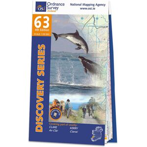 Ordnance Survey Ireland Map of County Clare and Kerry: OSI Discovery 63  - Grey/Blue/White