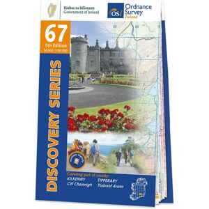 Ordnance Survey Ireland Map of County Kilkenny and Tipperary: OSI Discovery 67  - White/Grey