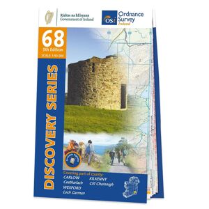 Ordnance Survey Ireland Map of County Carlow, Kilkenny and Wexford: OSI Discovery 68  - White/Grey