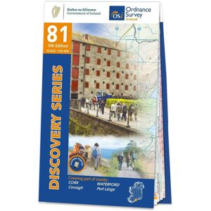 Ordnance Survey Ireland Map of County Cork and Waterford: OSI Discovery 81  - White/Black