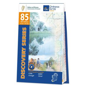 Ordnance Survey Ireland Map of County Cork and Kerry: OSI Discovery 85  - White/Black