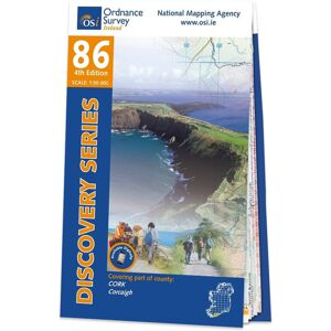 Ordnance Survey Ireland Map of County Cork: OSI Discovery 86  - White/Black