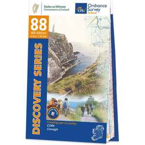 Ordnance Survey Ireland Map of County Cork: OSI Discovery 88  - White/Black