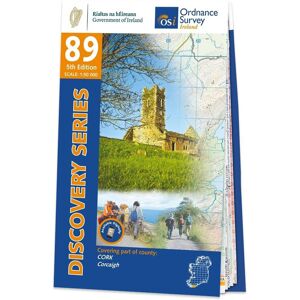 Ordnance Survey Ireland Map of County Cork: OSI Discovery 89  - White/Black