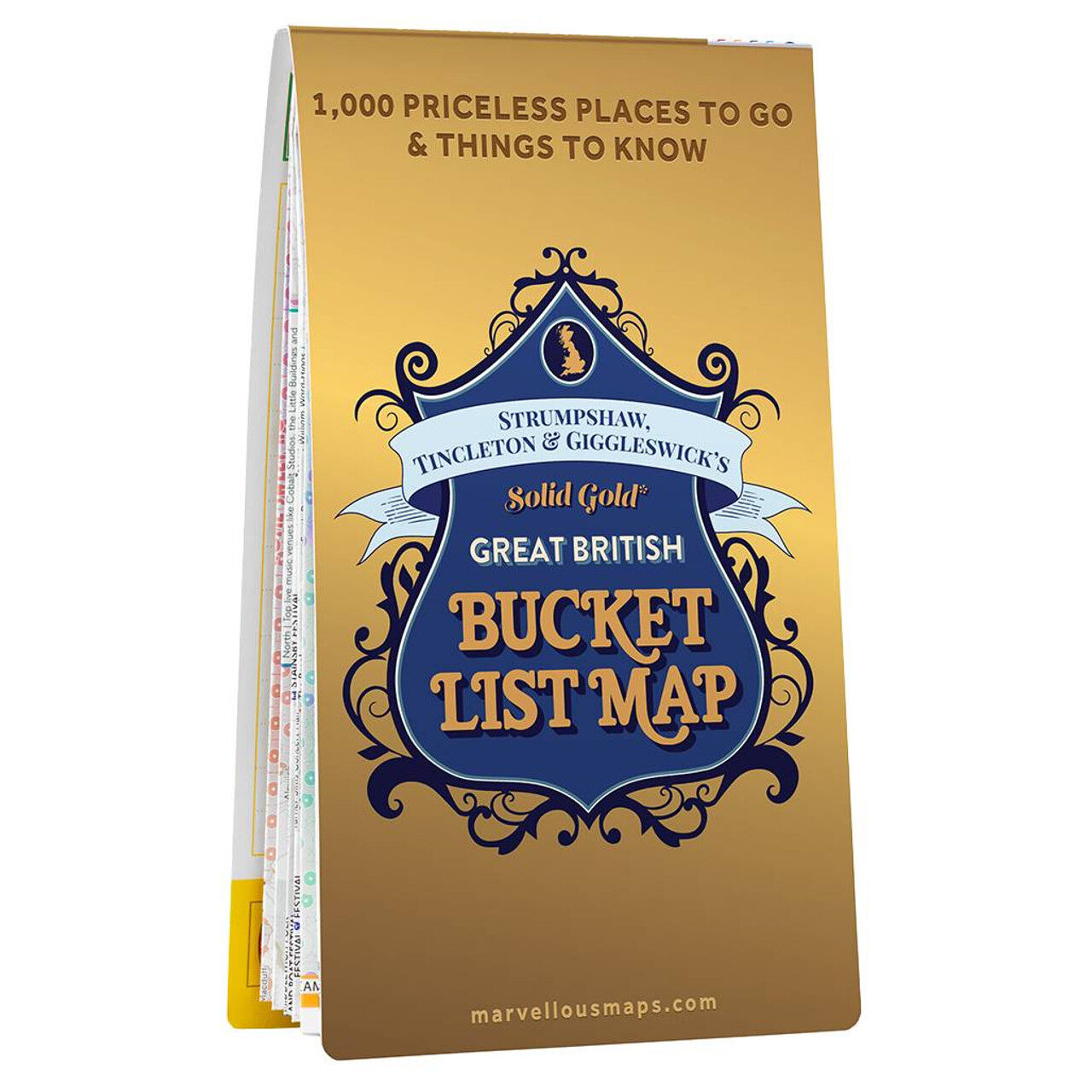 ST&G's Solid Gold Great British Bucket List Map  - White/Blue/Green