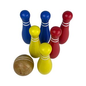 Traditional Garden Games Junior Wooden Skittles  - Red/Yellow/Blue
