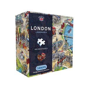 Gibsons London Landmarks Map 500 Piece Jigsaw Puzzle  - Blue/Green/Red