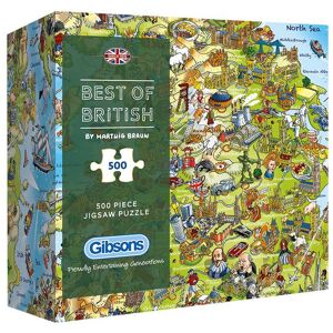 Gibsons Best of British Map 500 Piece Jigsaw Puzzle  - Blue/Green