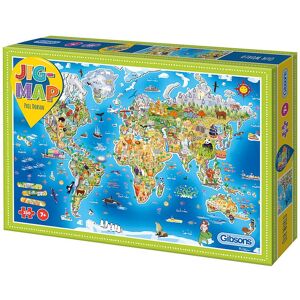 Gibsons Our World Jigmap 250 Piece Children's Jigsaw Puzzle  - Blue/Green/Red