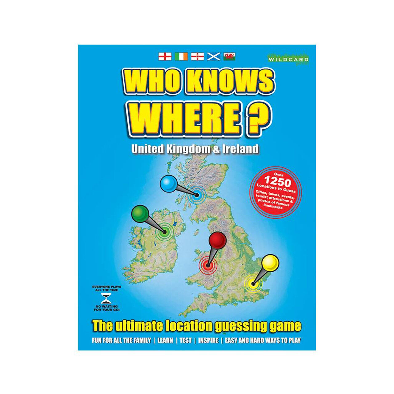 Wild Card Games Who Knows Where UK & Ireland Board Game  - Blue/Green/Red