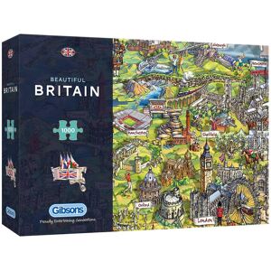 Gibsons Beautiful Britain Map 1000 Piece Jigsaw Puzzle  - Blue/Green