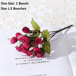 PatPat 1 Bunch / 5 Bunches Mini Artificial Rose Flowers Fake Rose Bud Bouquets Flowers Crafts for Party Wedding Valentine's Day Home Decor  - Burgundy