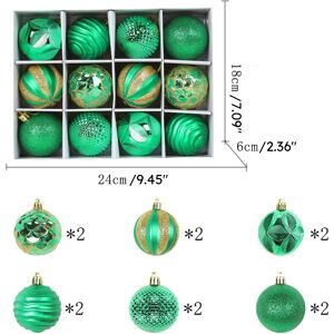 PatPat Set of 12 PVC Christmas Tree Baubles - Festive Decorations for Christmas Trees  - Green