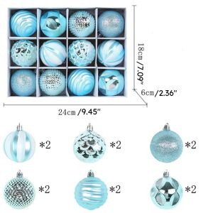 PatPat Set of 12 PVC Christmas Tree Baubles - Festive Decorations for Christmas Trees  - Blue