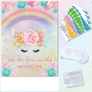 PatPat Unicorn Party Game Poster Sticker Set with Children's Pins - Ideal for Living Room Scene Decoration and Background Wall (Suitable for Parties)  - Multi-color
