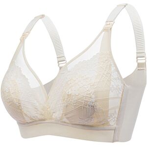 PatPat Front-Opening Lace Nursing Bra with Bunny Ears for Pregnant Women  - Apricot